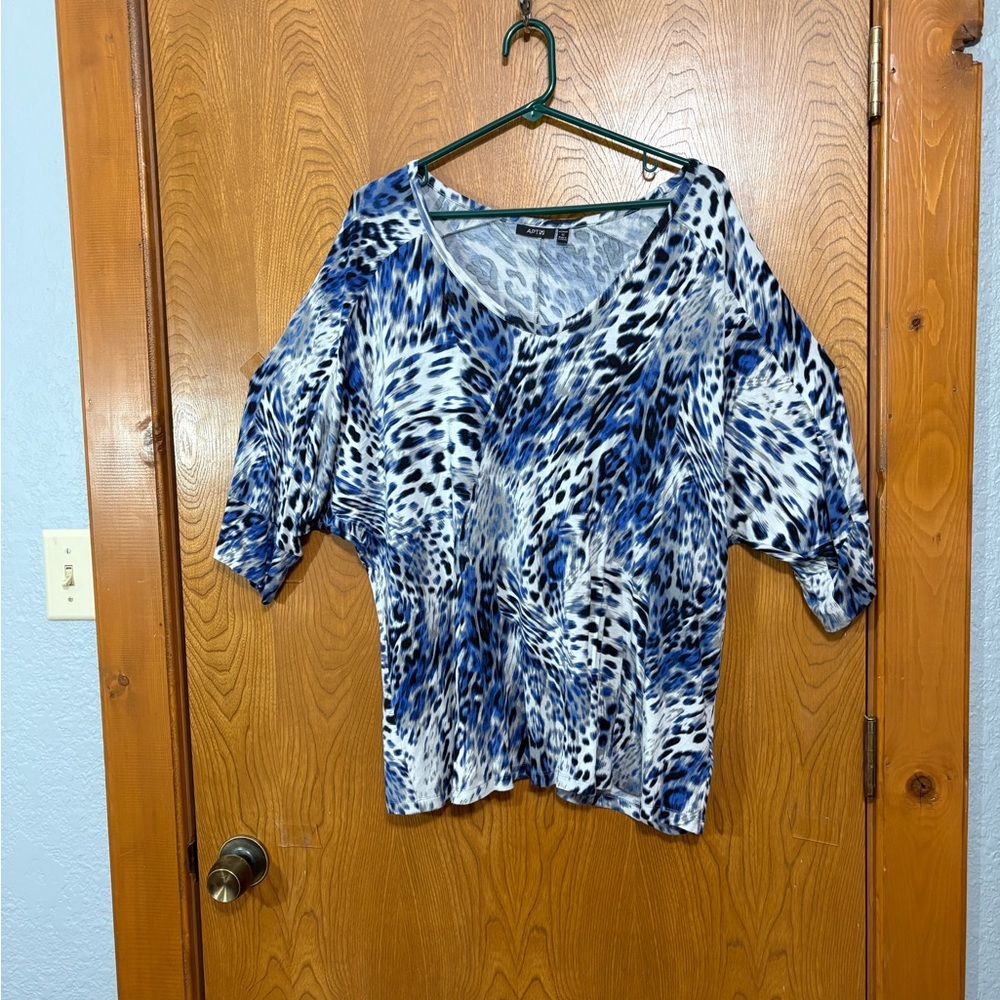Blue and White Women's Top